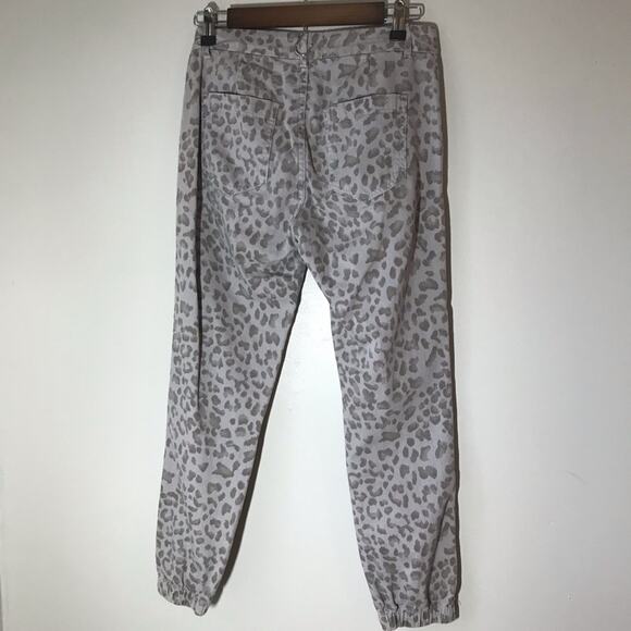Sundry light grey wash leopard print cotton twill joggers 24 ankle tapered zip - Picture 3 of 8